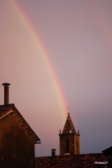 Arc en ciel sur le clocher de Méailles-PhotosLP-2009.JPG