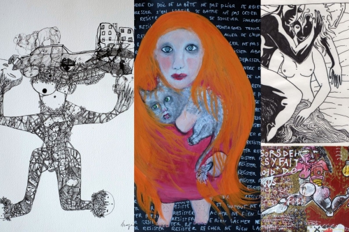 exposition,st malo de guersac,association lflp 2015,mano solo,emilie collet,fred mazère et delphine cadoré,dessins